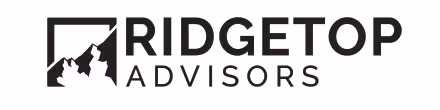 Ridgetop Advisors logo featuring stylized mountain peaks inside a square to the left of the company name.