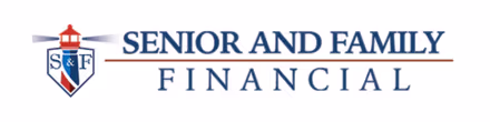 Logo of Senior and Family Financial featuring a lighthouse and shield emblem with S & F.